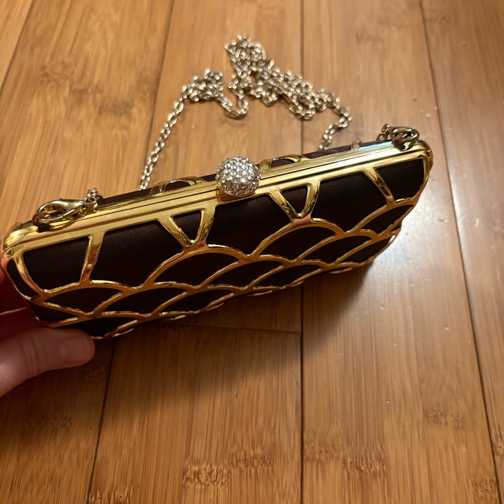 Vintage Elegant Gold and Brown Clutch Purse MWOT